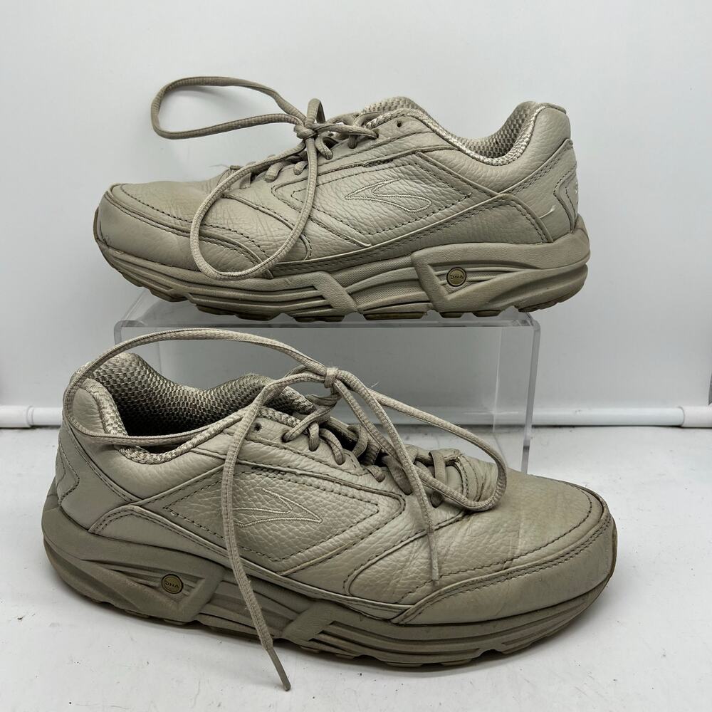 Brooks Shoes Womens 9 Addiction Walker Walking Sneaker Tan Beige Lace